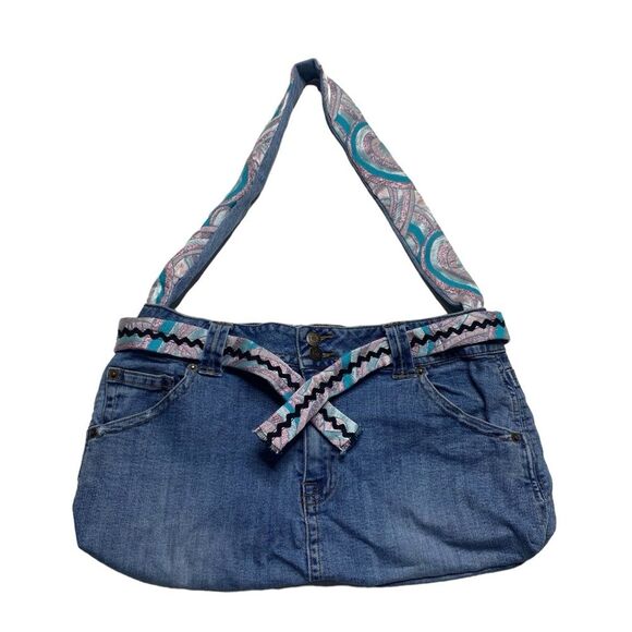 Vintage 80s Denim Blue Jean Shoulder Bag - Picture 1 of 13